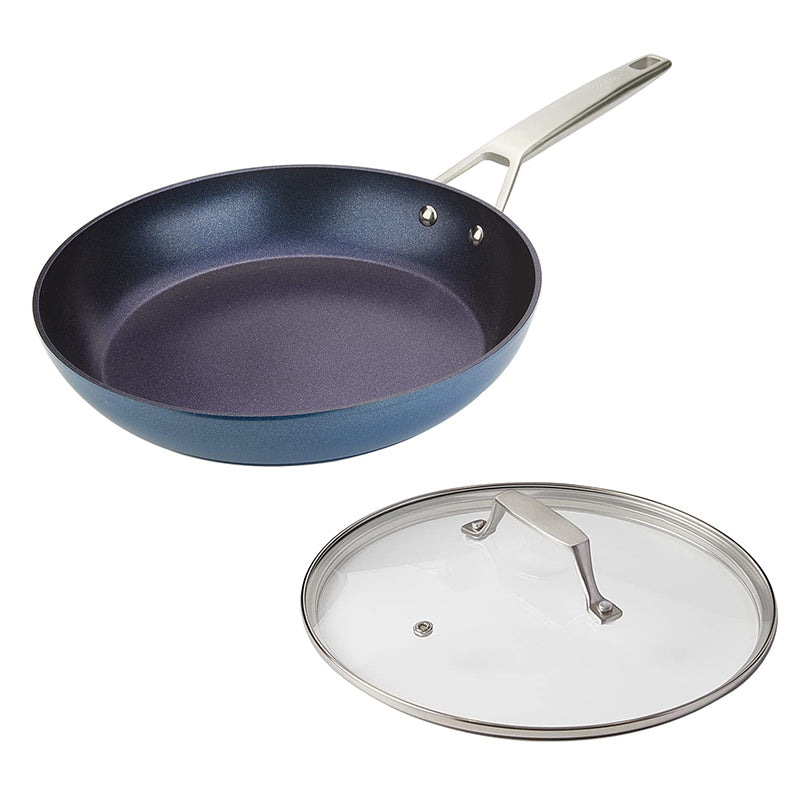 MSMK 12 inch Blue Nonstick Induction Frying Pan with lid, Stay-Cool Ha –  MSMKHOME