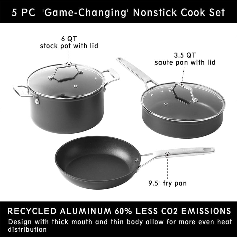 MSMK 3.5 Quart Nonstick Sauce Pan with lid, Stay-Cool Handle, Burnt also  Nonstick, PFOA Free Non-Toxic, Scratch-resistant, Induction Cooking Pot